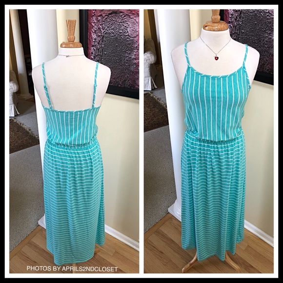 STRIPE PRINT MAXI STRETCH KNIT DRESS - Picture 2 of 7